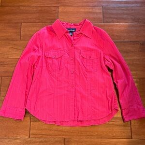 Evan-Picone 100% Cotton Textured Pink Button-Up Shirt Size 1X
